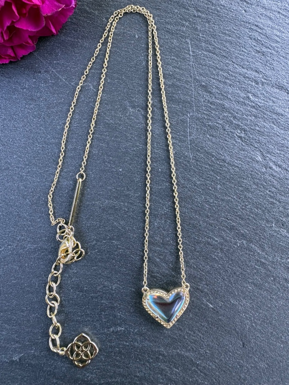 Kendra Scott Ari Gold Dichroic Glass Asymmetrical Heart Pendant Necklace
